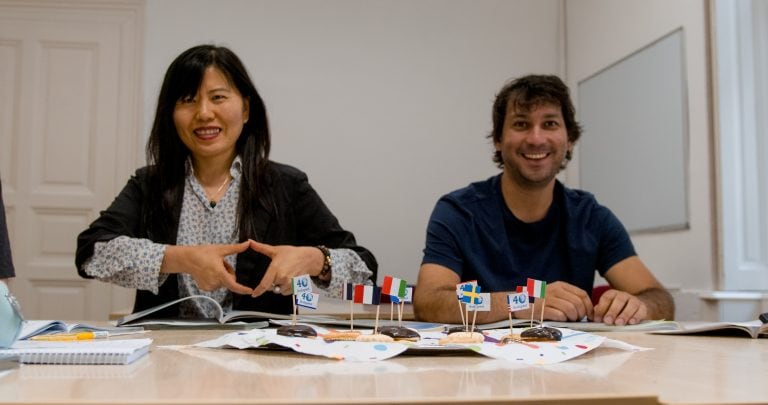 Students smiling in classroom