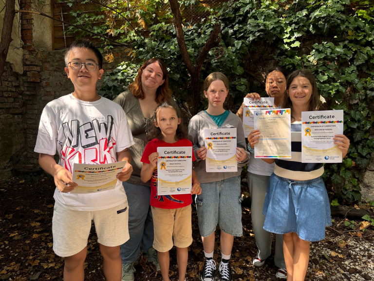 International students finished the course at IH Budapest language school.